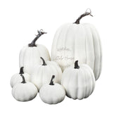 Artificial Harvest Halloween Pumpkins 7 PCS in Assorted Sizes D007 | Decorative Add-ons | White